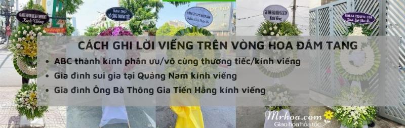 Các ví dụ về lời viết trên dải băng của biểu tượng chia buồn đám tang